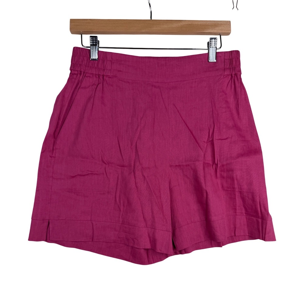 Sweaty Betty Linen Blend Elastic Waist Shorts size Medium Pink